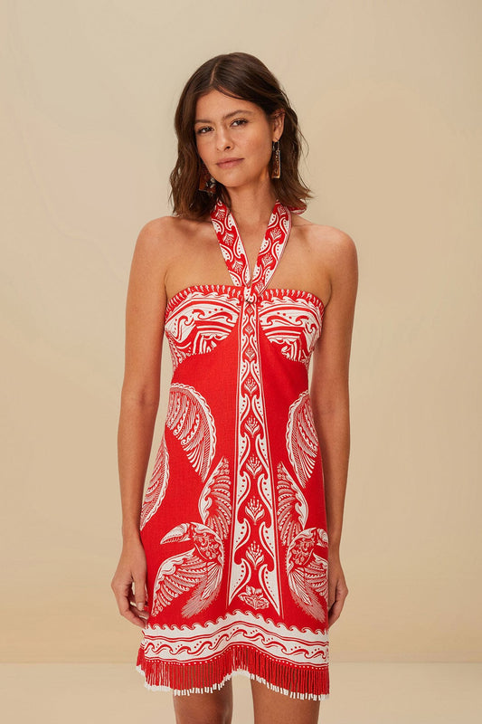 FARM Rio - Majestic Coconut Tree Red Mini Dress