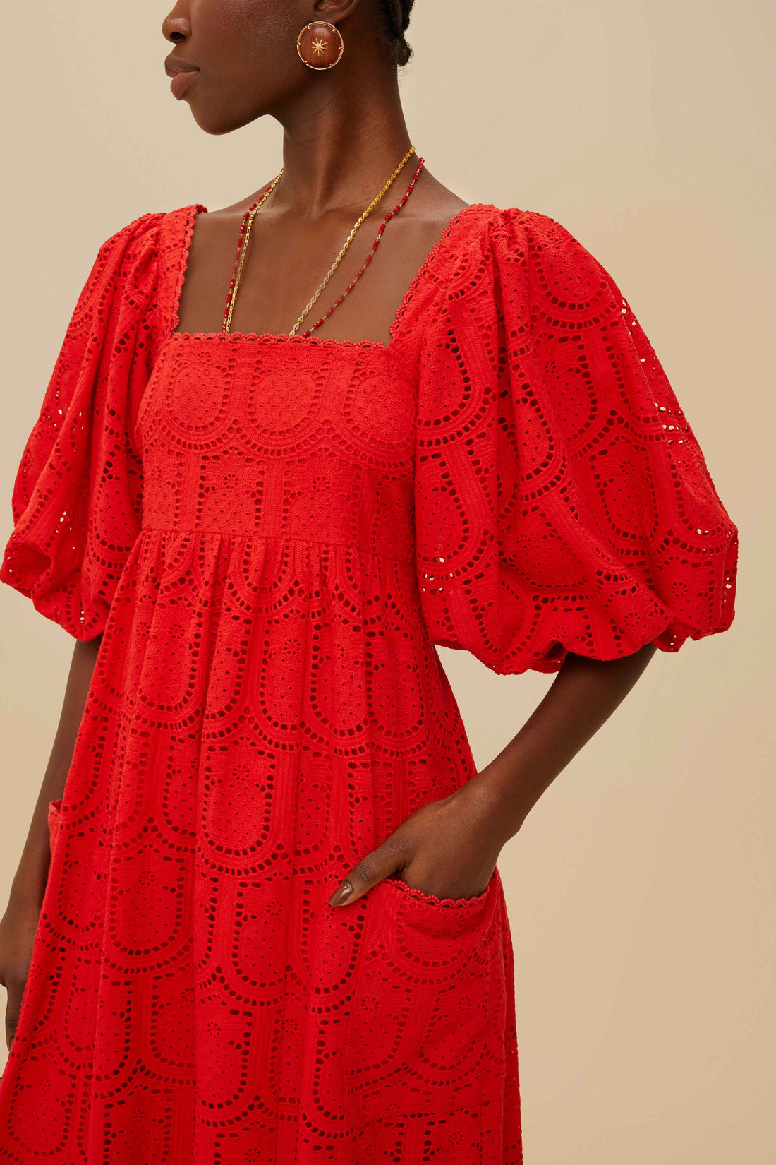 FARM Rio - Red Pineapple Eyelet Maxi Dress