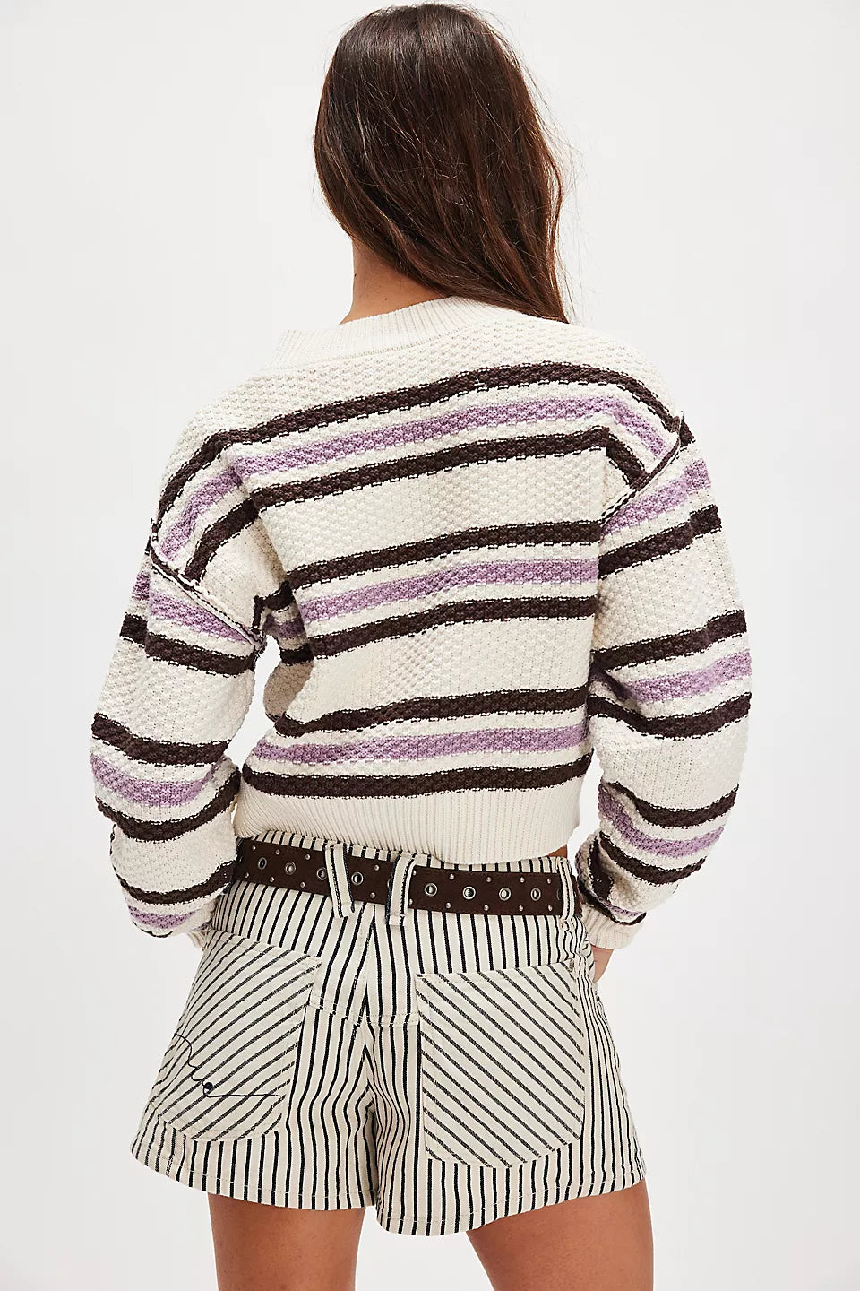 Free People - Lila Stripe Cardi - Ivory Combo