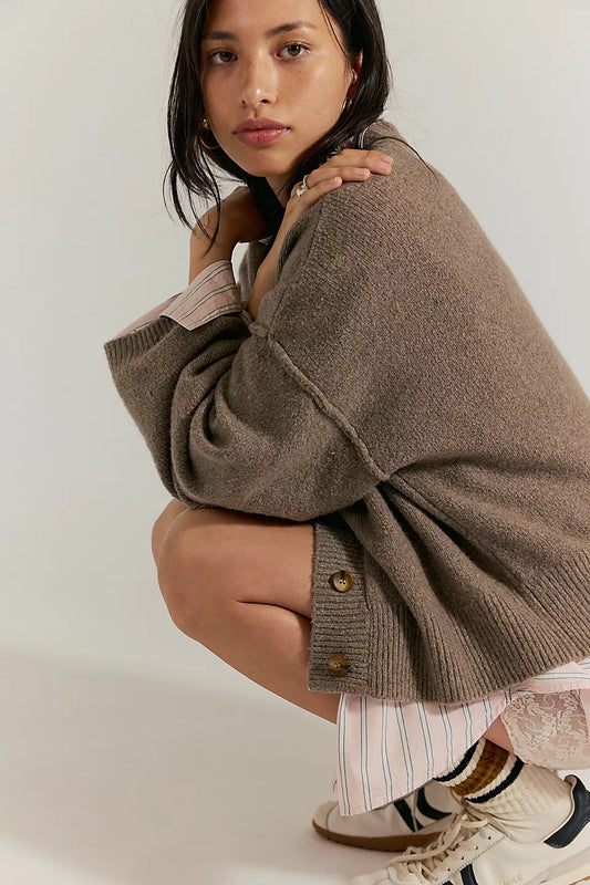 Free People - Cool of the Night Cardi - Mocha