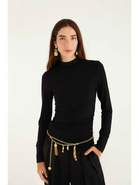 FARM Rio - Black Jersey Long Sleeved Blouse