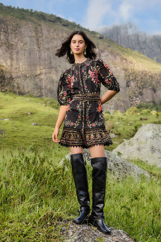 FARM Rio - Belle Garden Black Mini Dress
