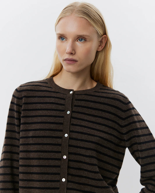 Sofie Schnoor - Cissesw Stripe Cardigan - Dark Brown