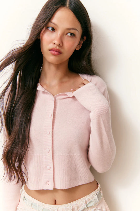 LOVESHACKFANCY - Adeanne Cardigan - Pale Pink