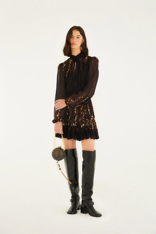 FARM Rio - Garden Silhouette Black Mini Dress