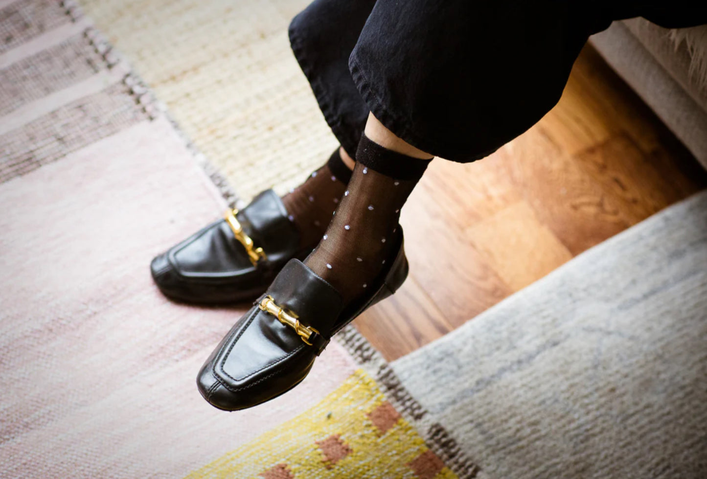 Unified - Sheer Dots Socks - Black
