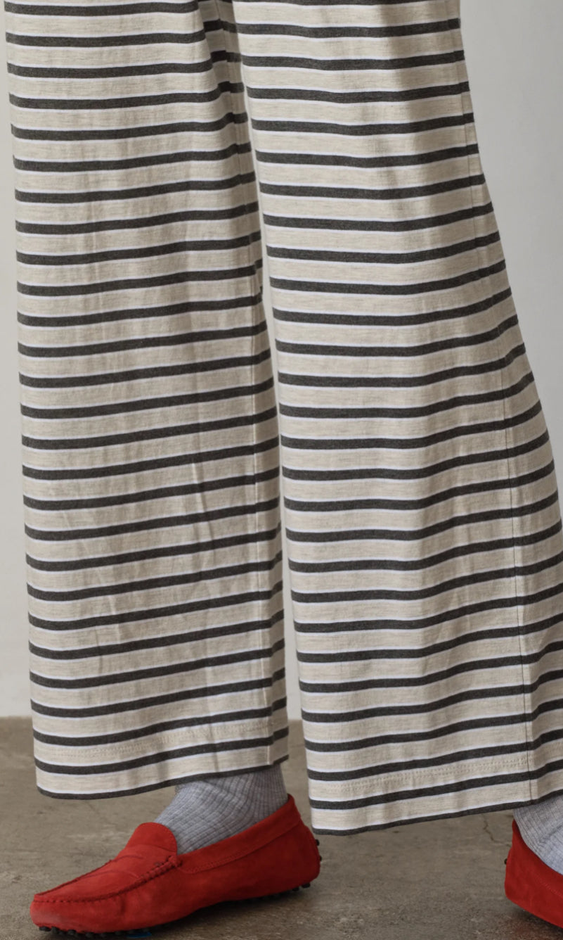 Donni - Jersey Bow Simple Pant - Oatmeal Stripe