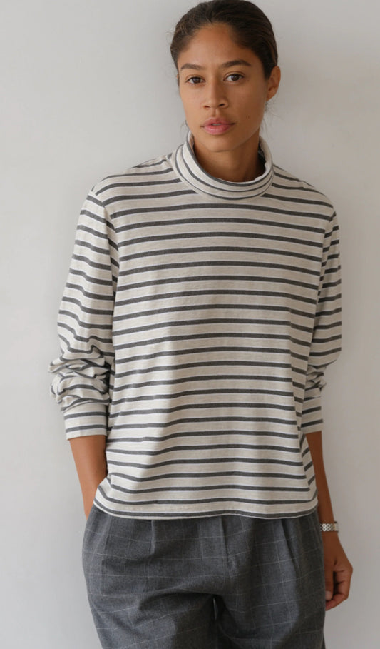 Donni - The Stripe Jersey Turtleneck - Oatmeal