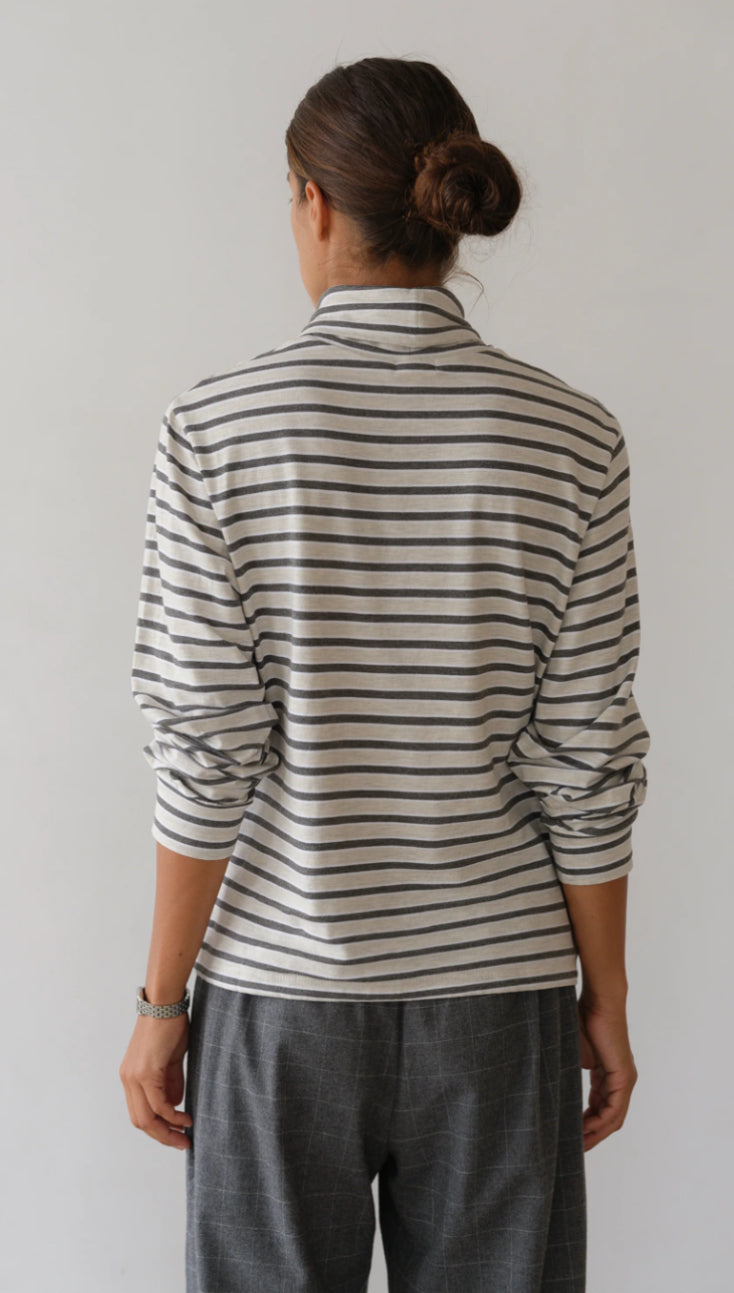 Donni - The Stripe Jersey Turtleneck - Oatmeal