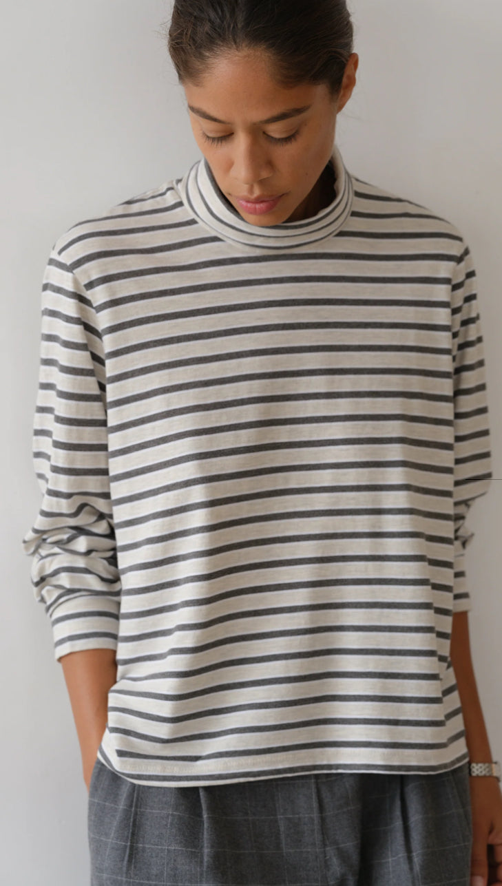 Donni - The Stripe Jersey Turtleneck - Oatmeal