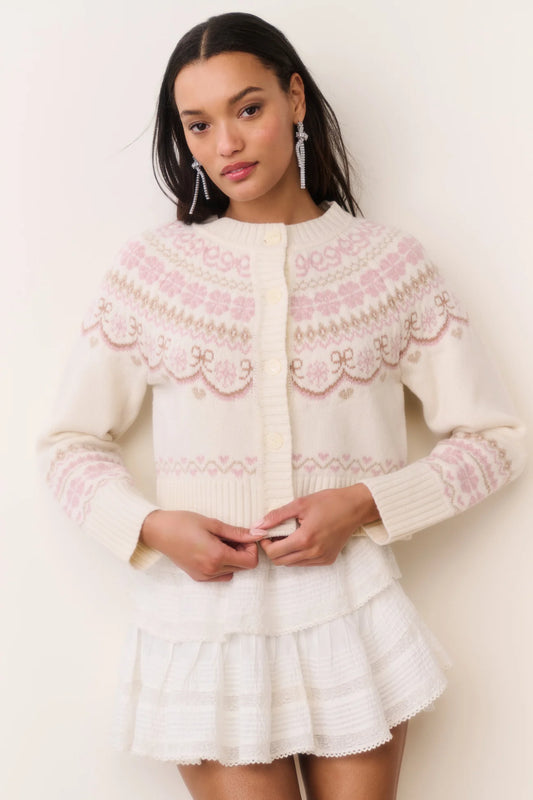 LOVESHACKFANCY - Shantae Cardigan - Pink Champagne