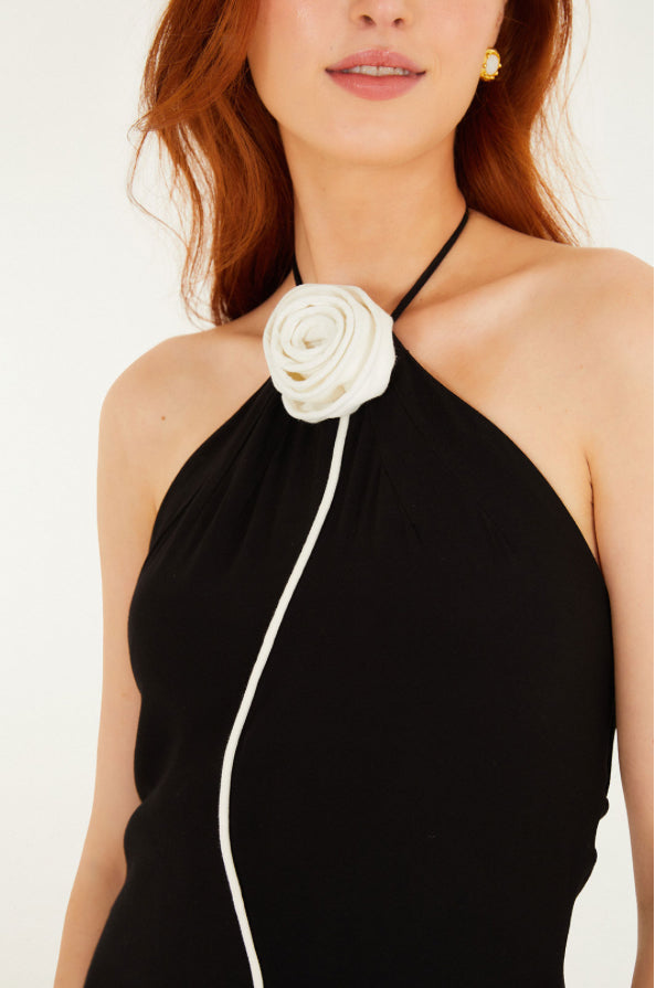 FARM Rio = Black and White Flower Mini Dress