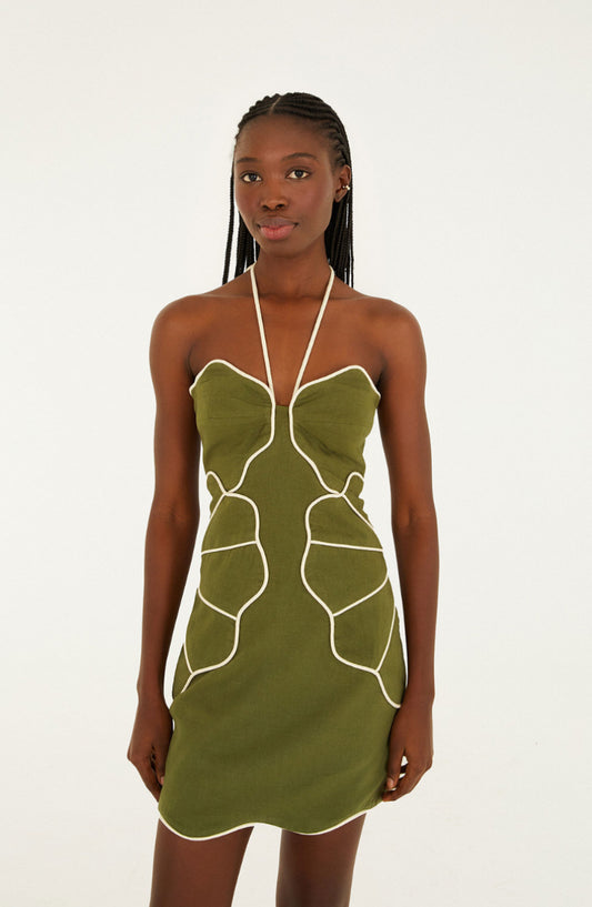 FARM Rio - Green Wavy Cutouts Mini Dress