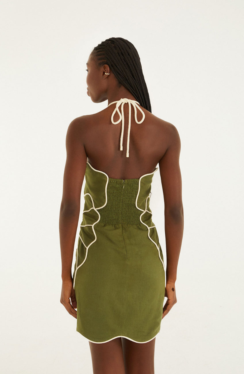 FARM Rio - Green Wavy Cutouts Mini Dress