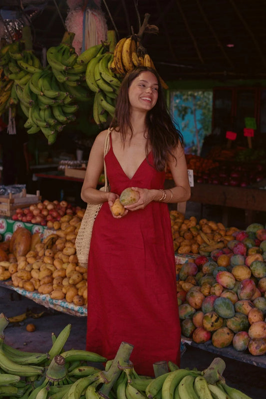 Vitamin A - Zella Dress - Deep Madder