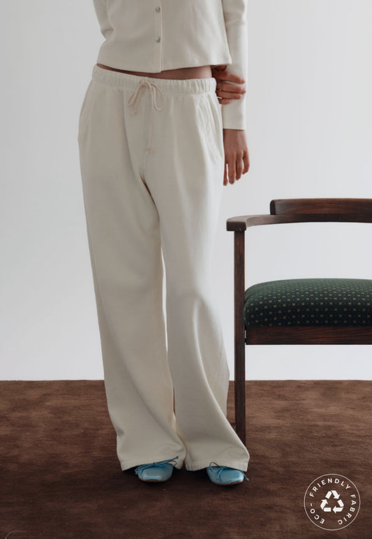 Donni - Eco Fleece Wide Leg Sweatpant - Cream