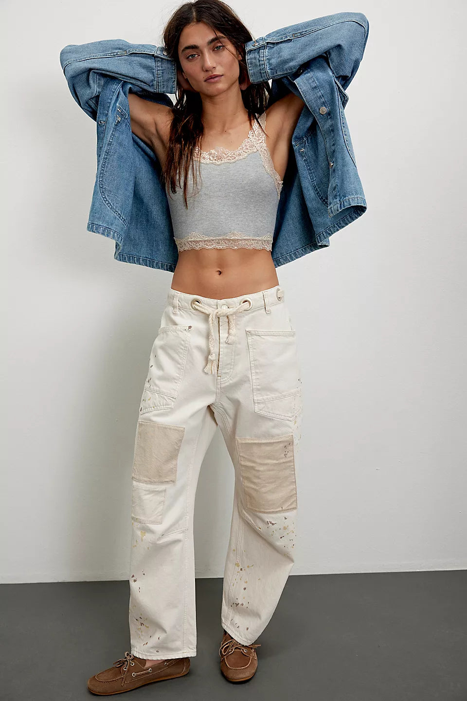 Free People - Moxie Low-Slung Barrel Jeans - White