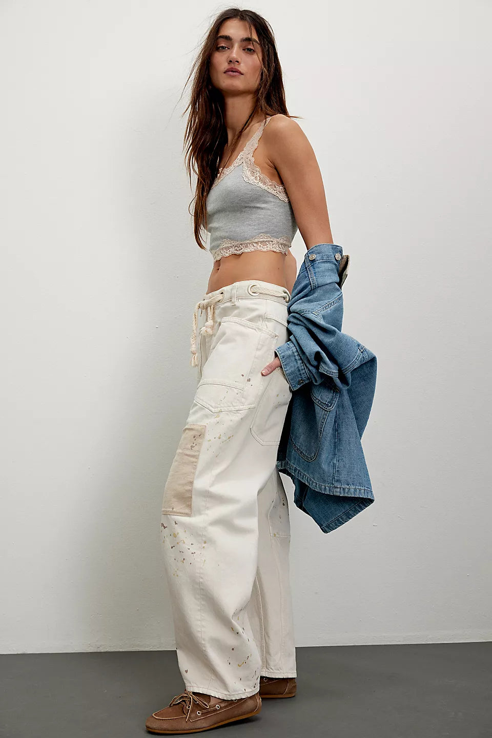 Free People - Moxie Low-Slung Barrel Jeans - White