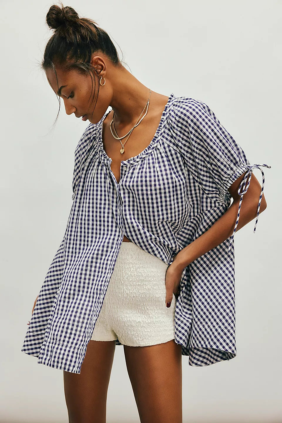 Free People - Farley Gingham Tunic - Navy
