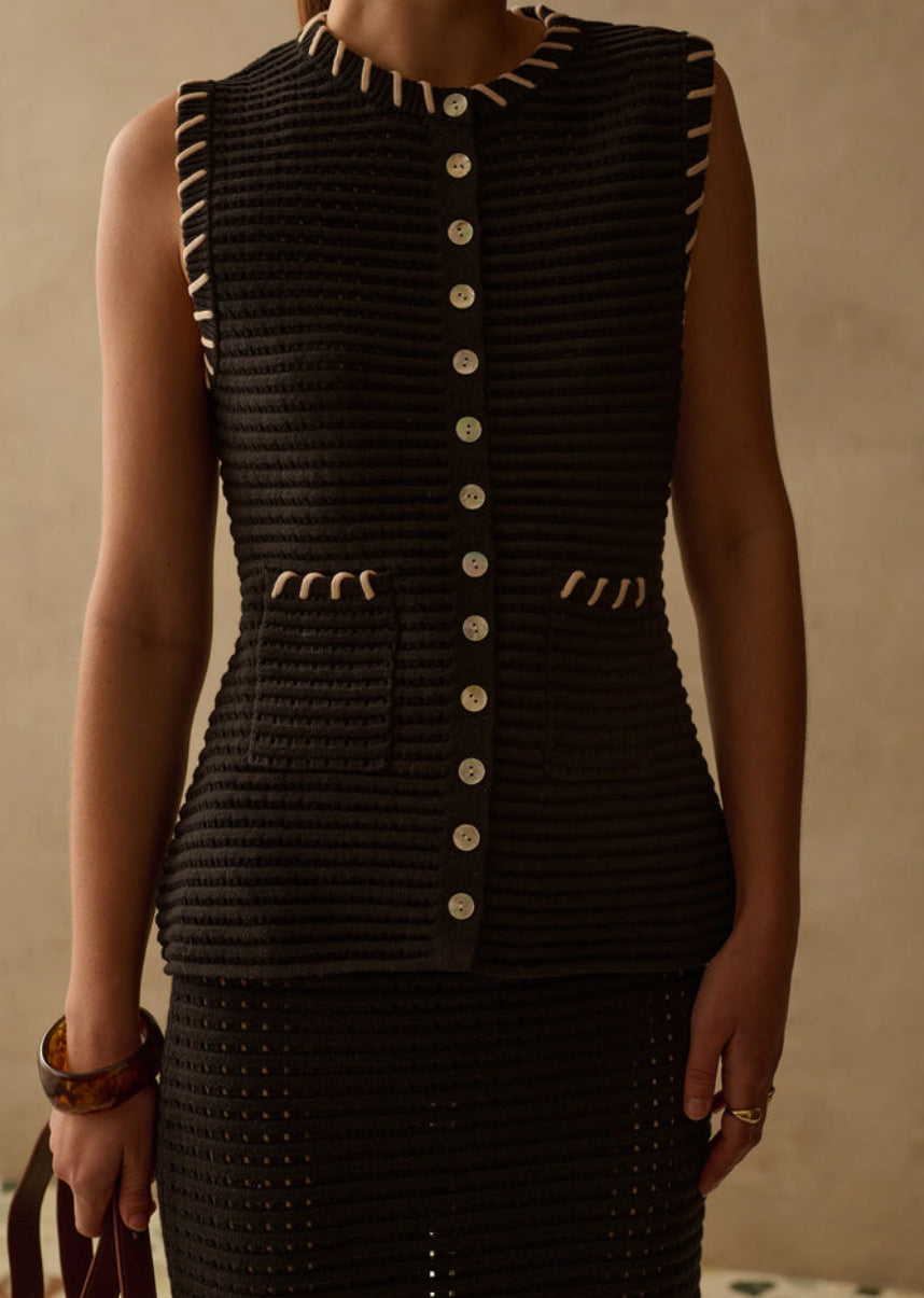 Sancia - The Thea Knit Vest - Ebony