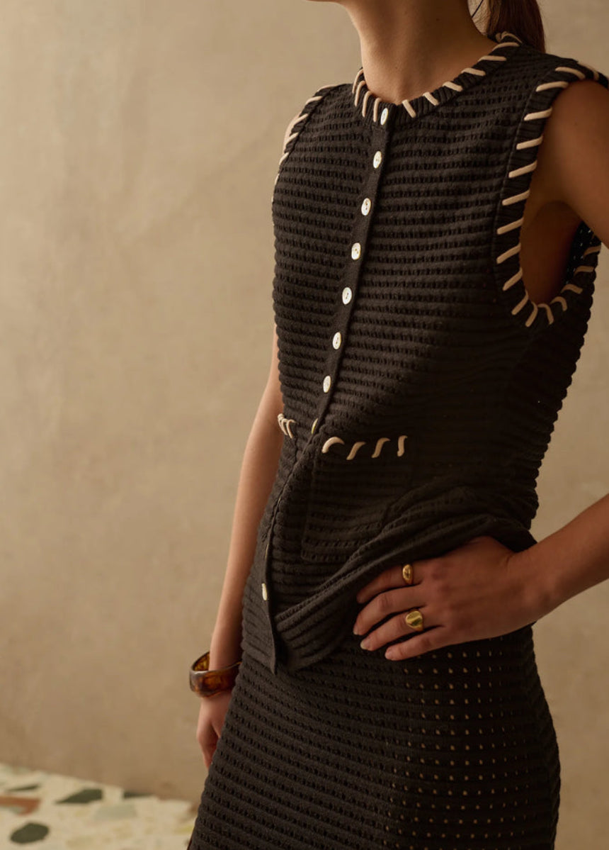 Sancia - The Thea Knit Vest - Ebony
