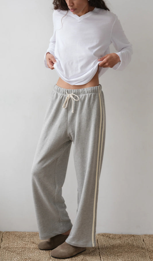 Donni - Eco-Terry Stripe Crop Pant - Heather Grey