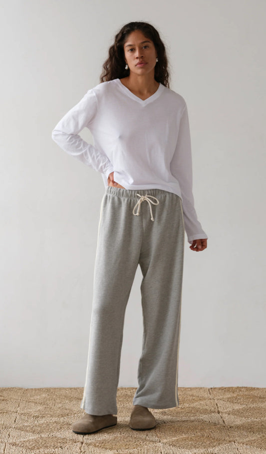 Donni - Eco-Terry Stripe Crop Pant - Heather Grey
