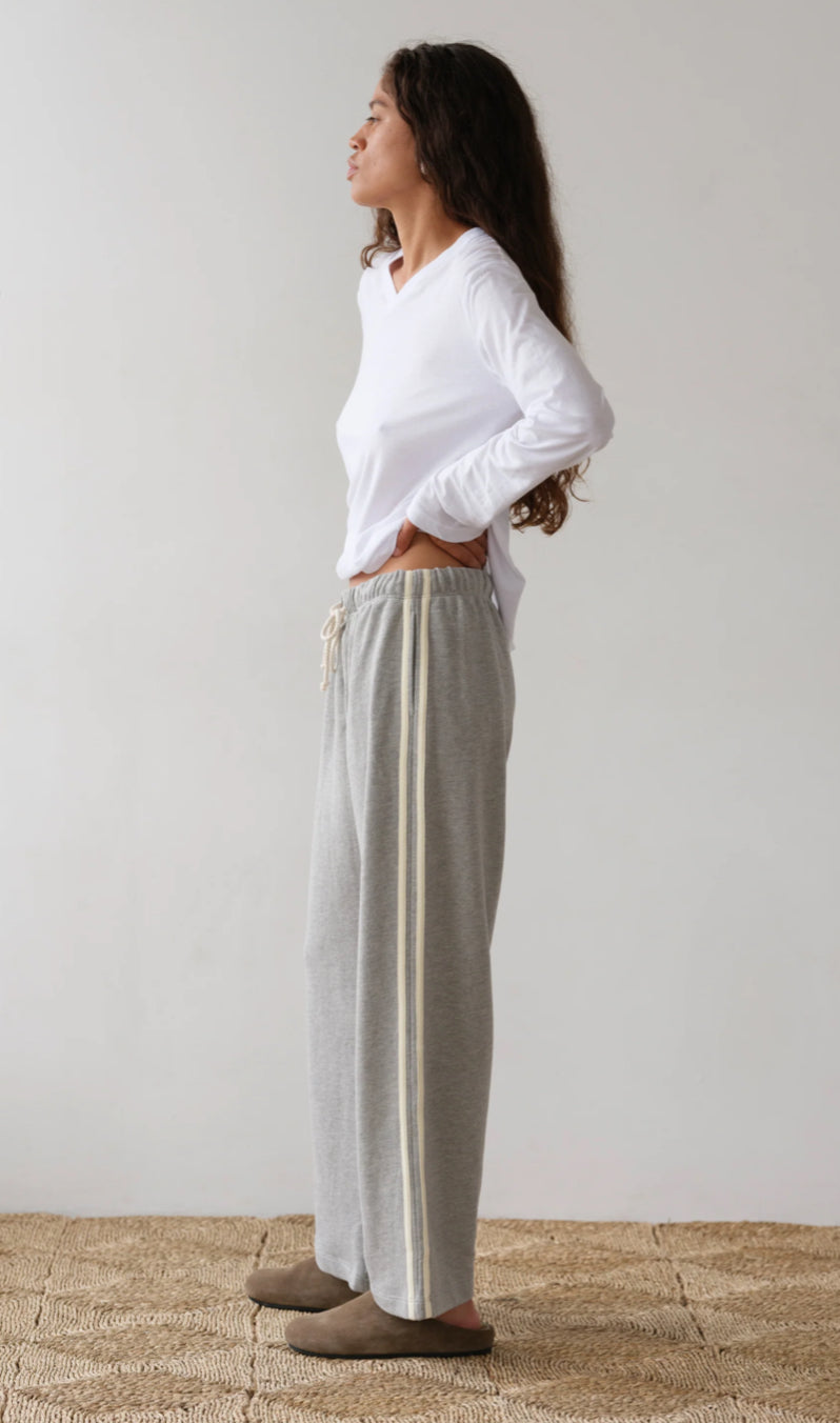 Donni - Eco-Terry Stripe Crop Pant - Heather Grey