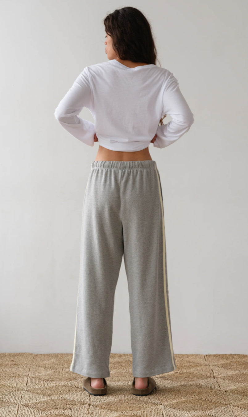 Donni - Eco-Terry Stripe Crop Pant - Heather Grey