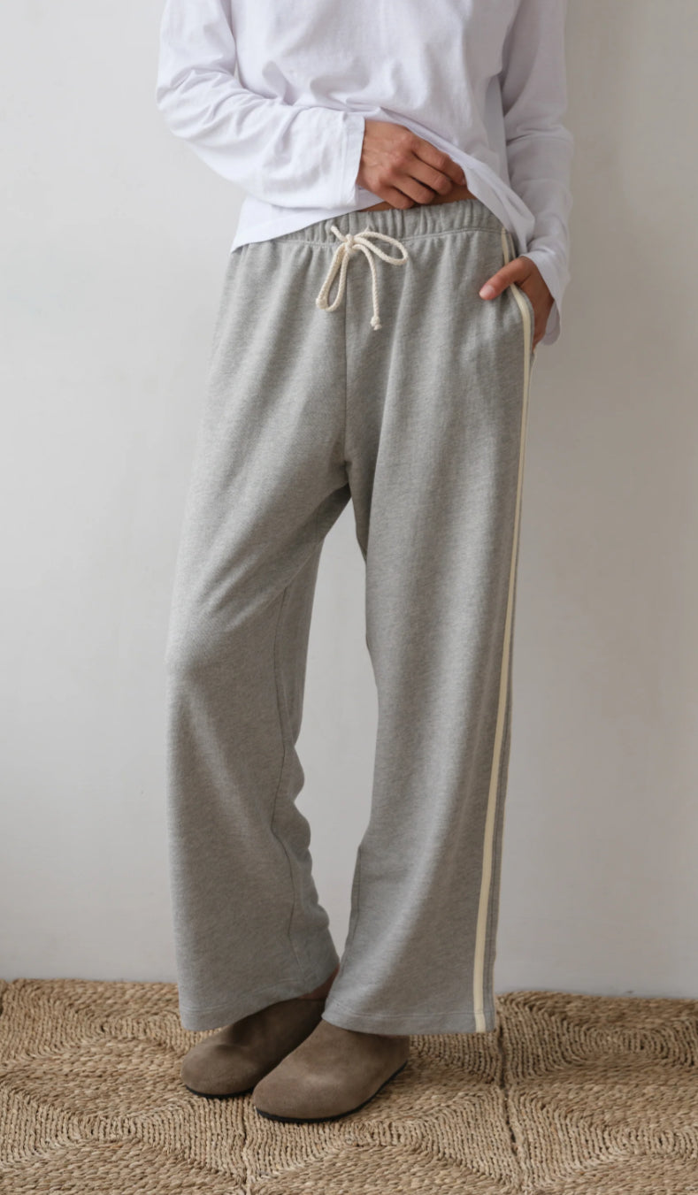 Donni - Eco-Terry Stripe Crop Pant - Heather Grey