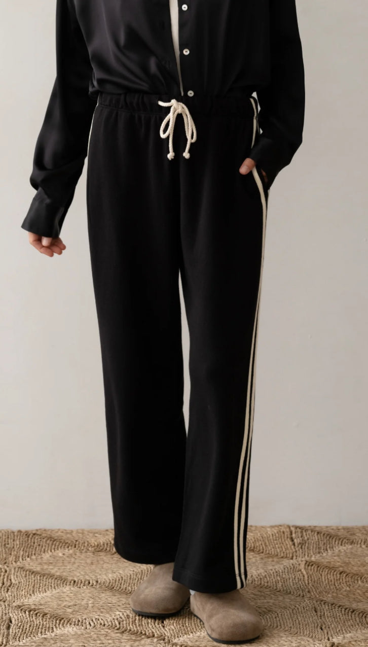 Donni - Eco-Terry Stripe Crop Pant - Jet