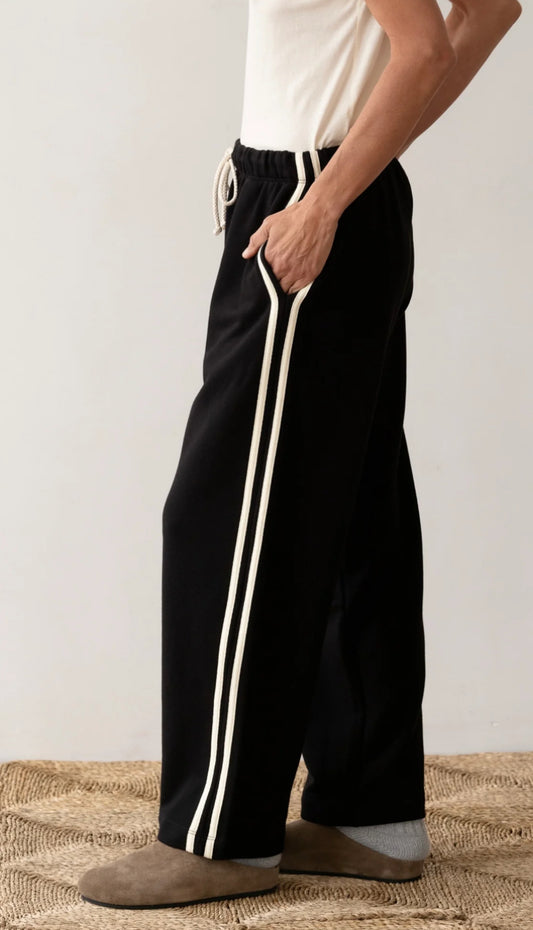 Donni - Eco-Terry Stripe Crop Pant - Jet