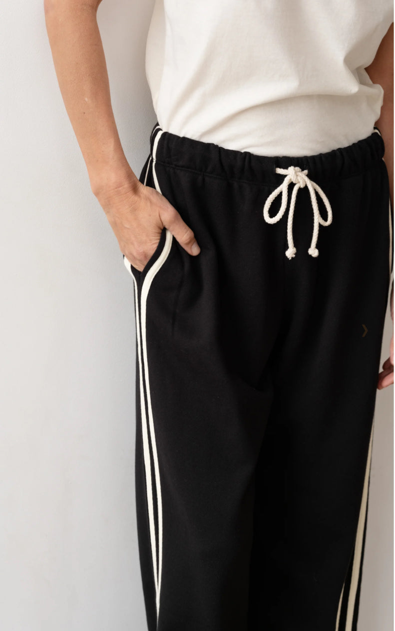 Donni - Eco-Terry Stripe Crop Pant - Jet
