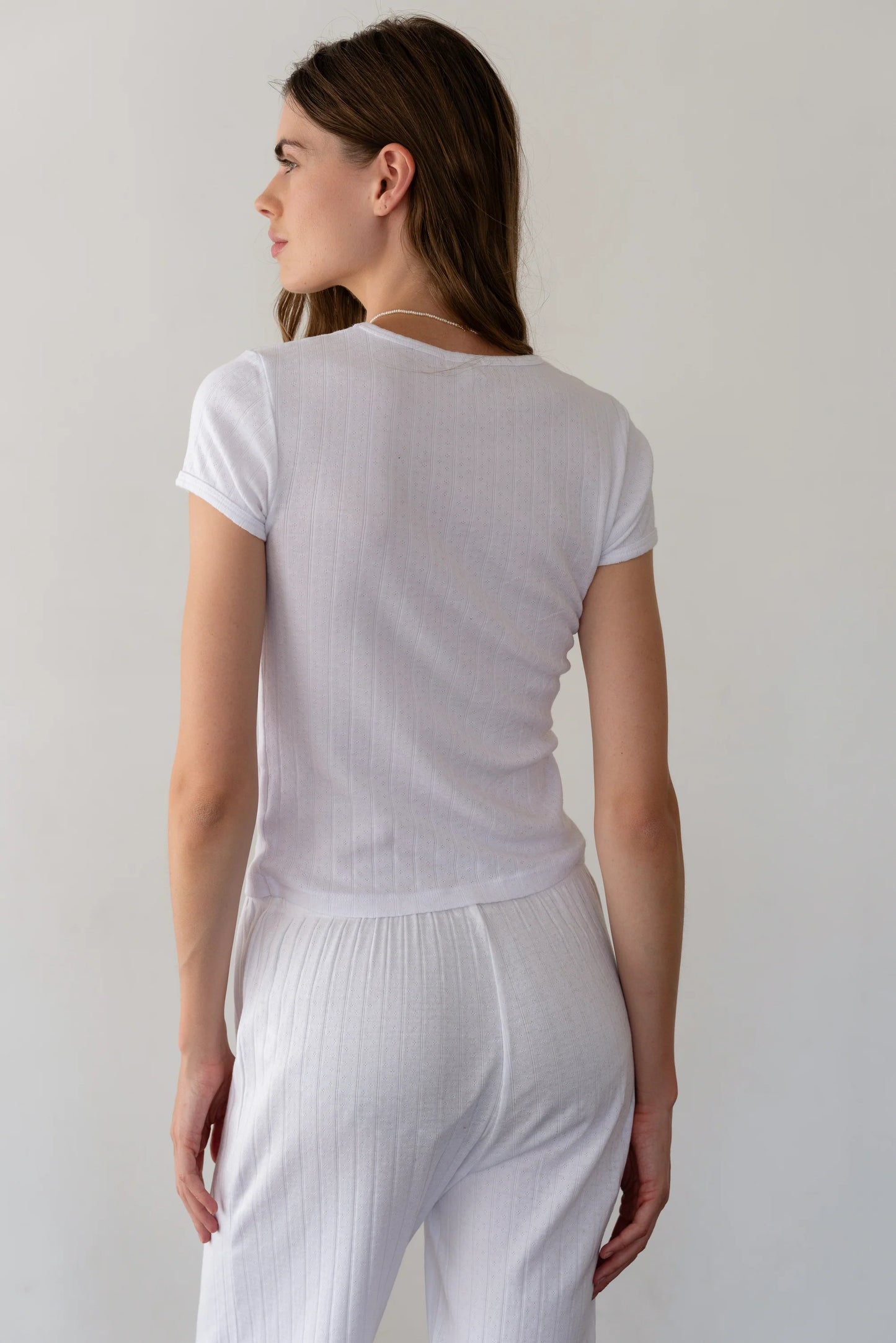 Donni - Pointelle Baby Tee - Powder