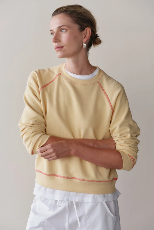 Donni - Eco-Contrast Sweatshirt - Butter/Raspberry