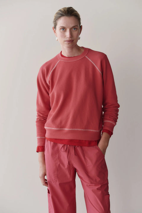 Donni - Eco-Contrast Sweatshirt - Raspberry/Cream