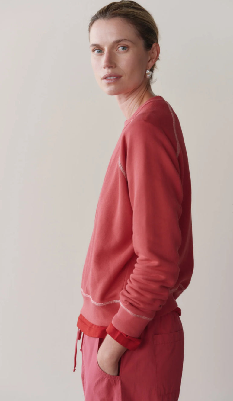 Donni - Eco-Contrast Sweatshirt - Raspberry/Cream
