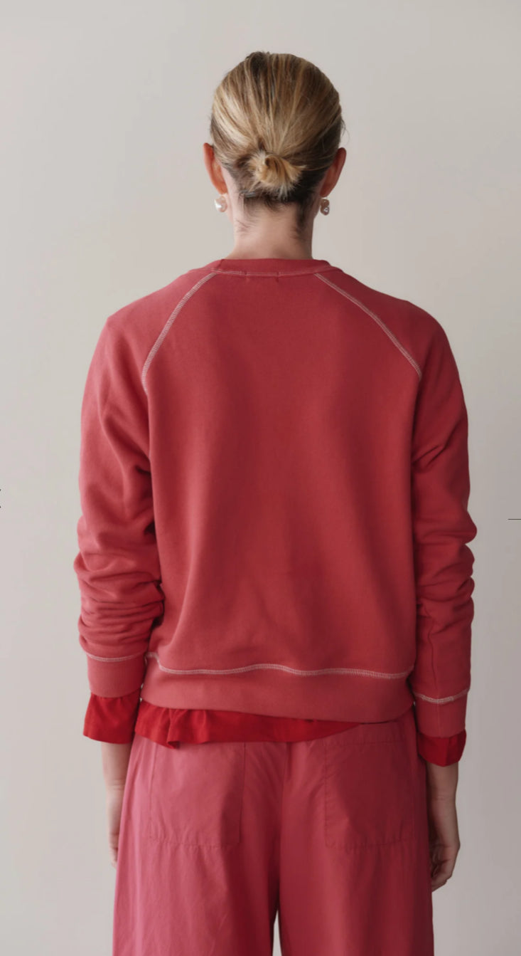 Donni - Eco-Contrast Sweatshirt - Raspberry/Cream