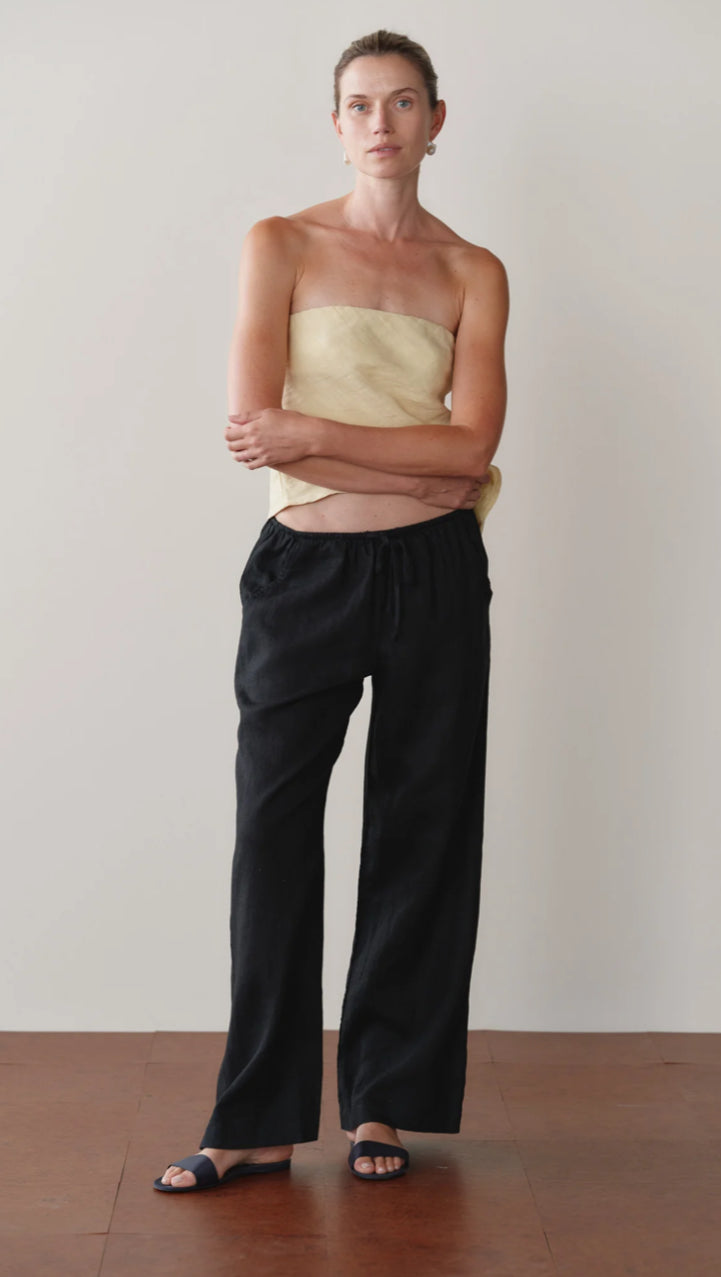 Donni - Linen Drawstring Pant - Jet