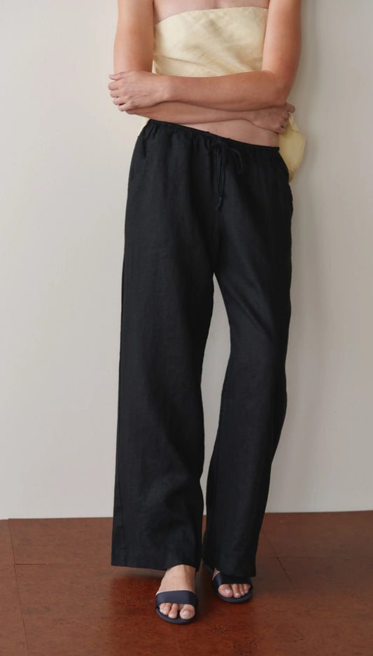 Donni - Linen Drawstring Pant - Jet