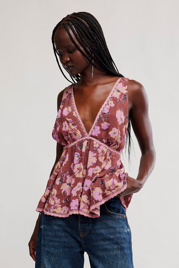Free People - Rome Printed Tank - Brown Combo