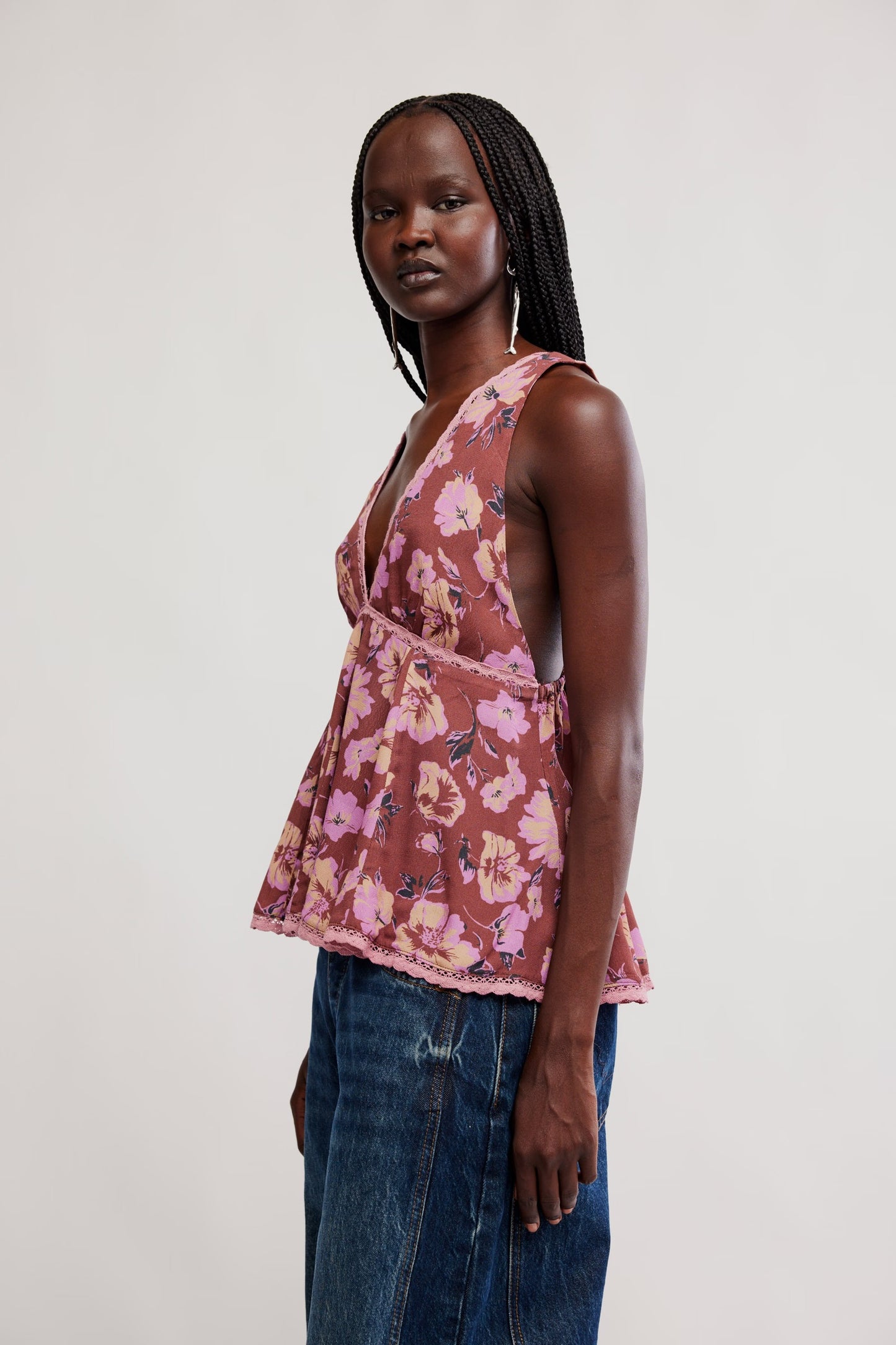 Free People - Rome Printed Tank - Brown Combo