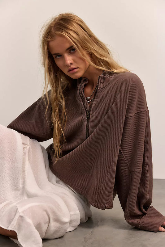 Free People - Celeste Quarterzip - Mochachinno
