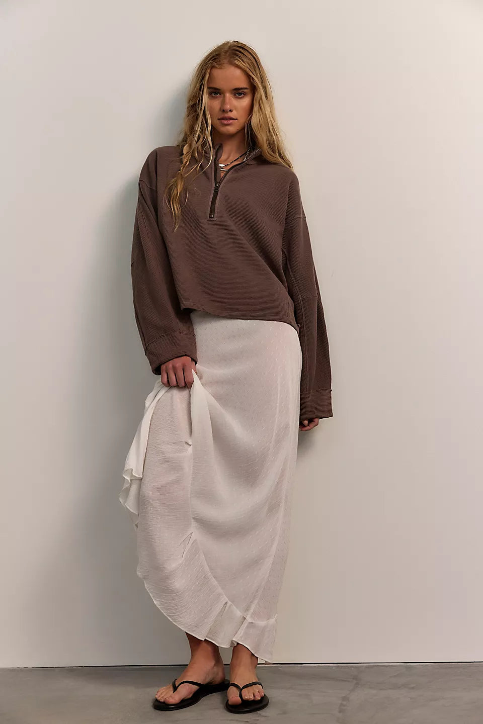 Free People - Celeste Quarterzip - Mochachinno