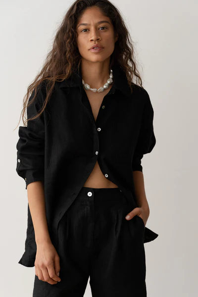 Donni - Linen Relaxed Shirt - Jet
