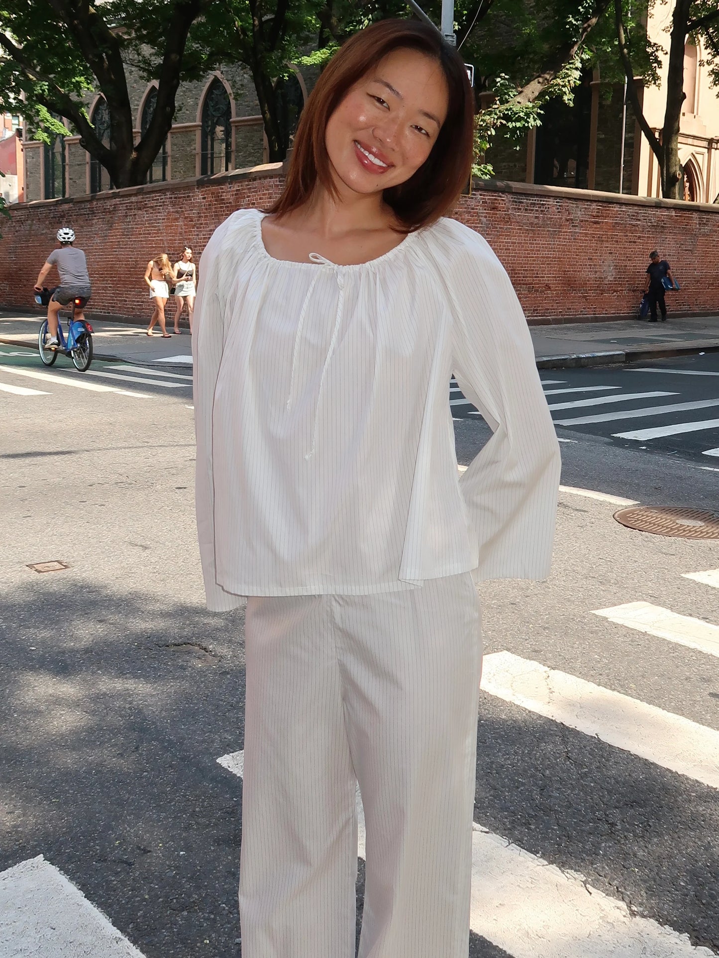 Donni - Pop Pinstripe Tie Top