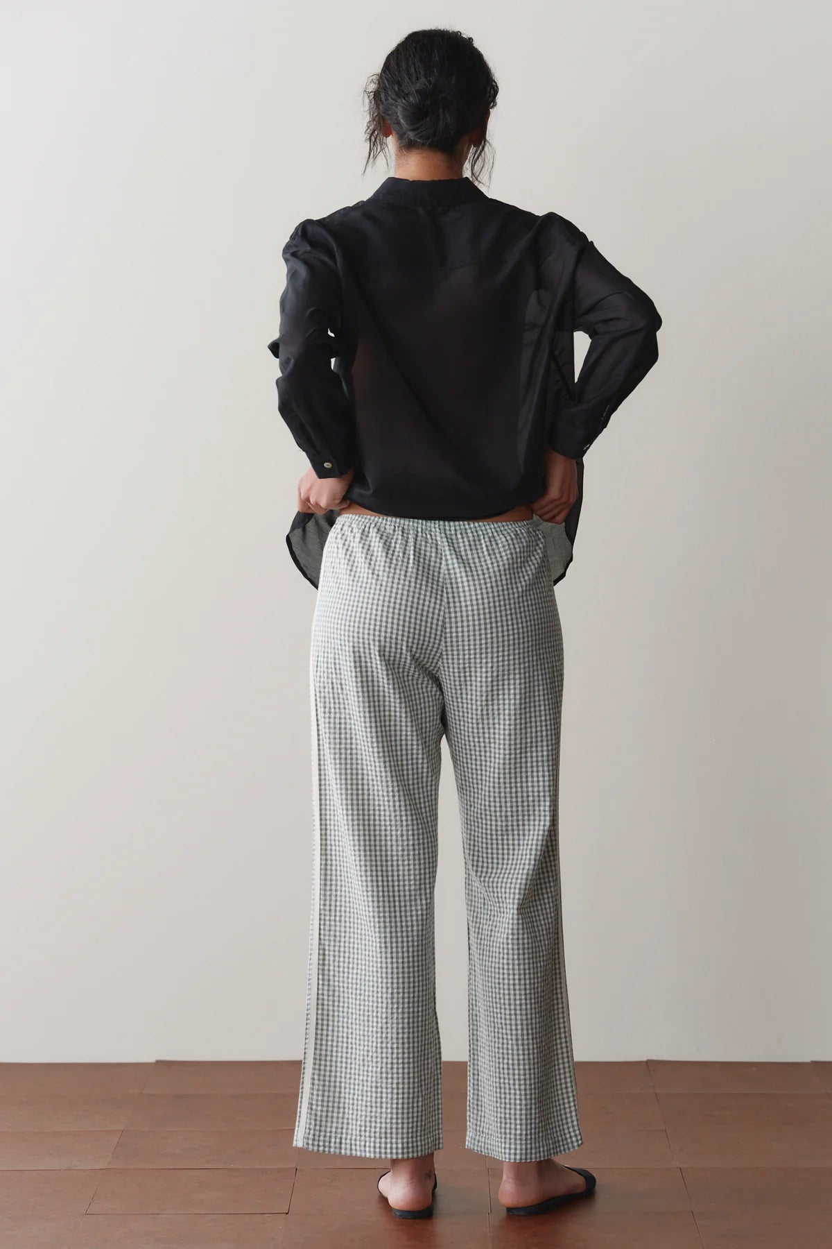 Donni - Cotton Gingham Stripe Crop Pant - Dill