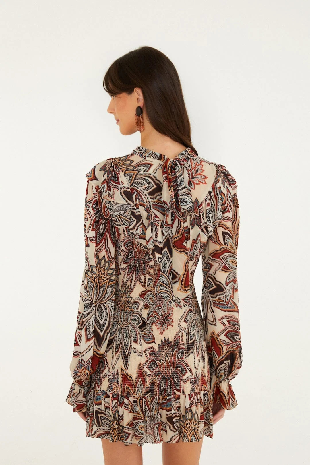 FARM Rio - Tapestry Flowers Long Sleeve Mini Dress