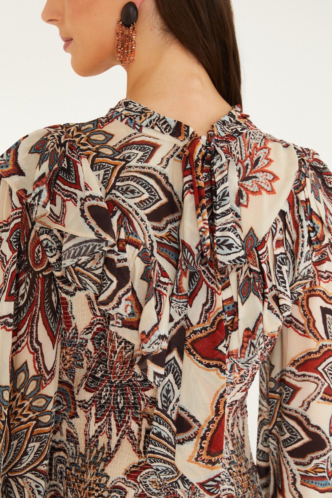 FARM Rio - Tapestry Flowers Long Sleeve Mini Dress