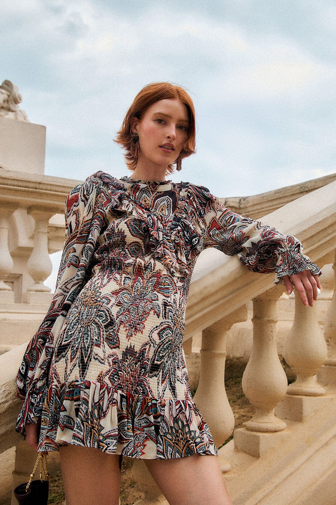 FARM Rio - Tapestry Flowers Long Sleeve Mini Dress
